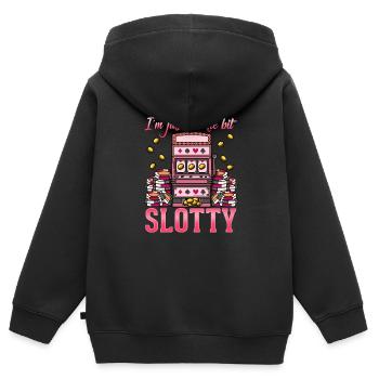 Slot Automat T-Shirt Casino Geld Glück Spieler Ass - Kinder Premium Organic Zip Hoodie - Schwarz - Hinten - AI Model Kid Male (0cm)