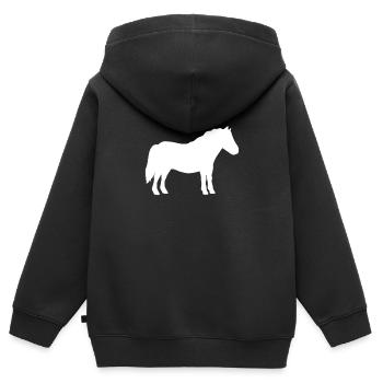 chevaux - Sweat Premium à capuche zippé enfant bio - noir - Dos - AI Model Kid Male (0cm)