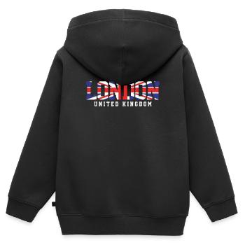 Londres - Sweat Premium à capuche zippé enfant bio - noir - Dos - AI Model Kid Male (0cm)