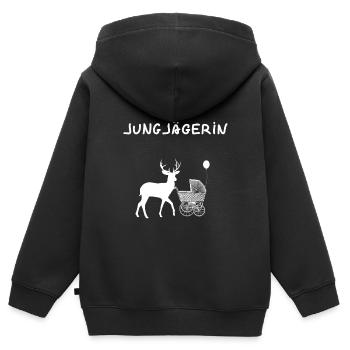 Jungjägerin - Geschenk Nachwuchs Geburt Baby Kind - Kinder Premium Organic Zip Hoodie - Schwarz - Hinten - AI Model Kid Male (0cm)