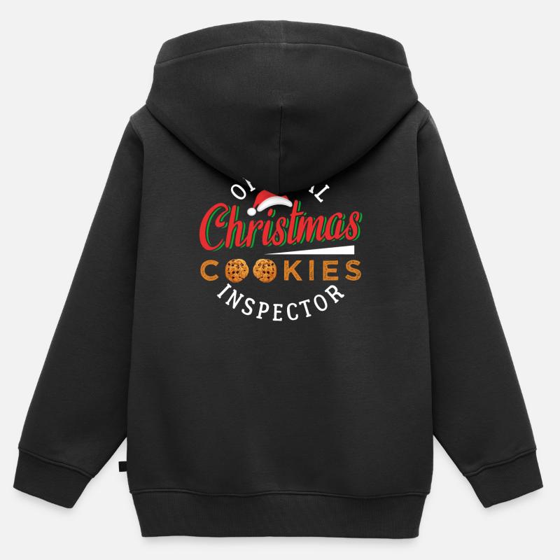 Inspecteur officiel des biscuits de Noël - Sweat Premium à capuche zippé enfant bio - noir