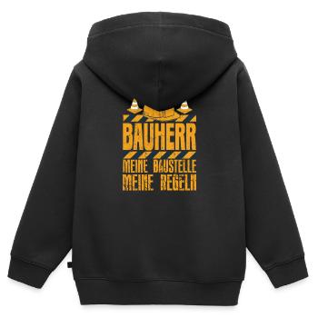 Baustelle Baumeister Bauarbeiter Bau - Kinder Premium Organic Zip Hoodie - Schwarz - Hinten - AI Model Kid Male (0cm)