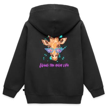 Coole Giraffe - Kinder Premium Organic Zip Hoodie - Schwarz - Hinten - AI Model Kid Male (0cm)