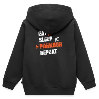 Eat Sleep Parkour Repeat Essen Schlafen Parkour - Kinder Premium Organic Zip Hoodie - Schwarz - Hinten - AI Model Kid Male (0cm)