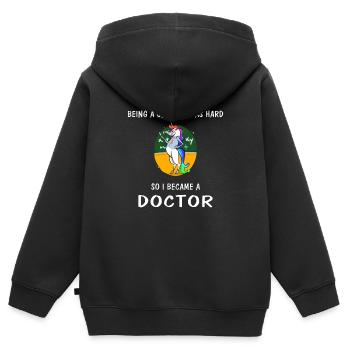 Doktortitel - Kinder Premium Organic Zip Hoodie - Schwarz - Hinten - AI Model Kid Male (0cm)