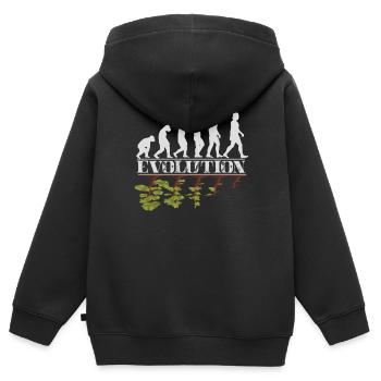 Environnement Evolution de l'homme et de la nature - Sweat Premium à capuche zippé enfant bio - noir - Dos - AI Model Kid Male (0cm)