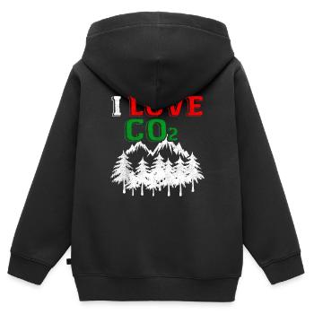 J'aime le CO2 - Sweat Premium à capuche zippé enfant bio - noir - Dos - AI Model Kid Male (0cm)