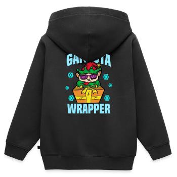 GANGSTA WRAPPER ELF - Kinder Premium Organic Zip Hoodie - Schwarz - Hinten - AI Model Kid Male (0cm)
