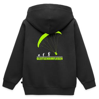 Gleitschirmfliegen Evolution - Kinder Premium Organic Zip Hoodie - Schwarz - Hinten - AI Model Kid Male (0cm)