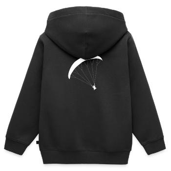 Gleitschirmfliegen Gleitschirm - Kinder Premium Organic Zip Hoodie - Schwarz - Hinten - AI Model Kid Male (0cm)