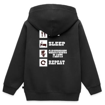 Plantes carnivores t-shirt Vénus - Sweat Premium à capuche zippé enfant bio - noir - Dos - AI Model Kid Male (0cm)