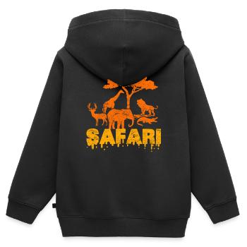 Safari-Tour - Kinder Premium Organic Zip Hoodie - Schwarz - Hinten - AI Model Kid Male (0cm)