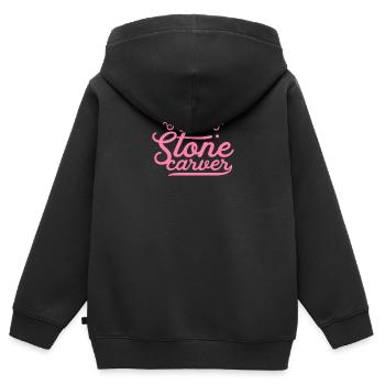 Tailleur de pierre tailleur de pierre pierre tailleur de pierre maman - Sweat Premium à capuche zippé enfant bio - noir - Dos - AI Model Kid Male (0cm)