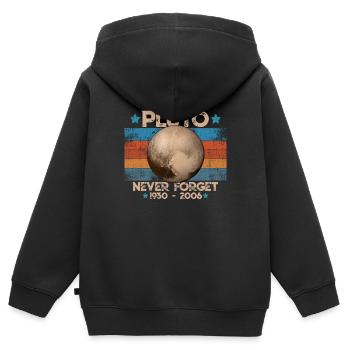 Never Forget Pluto Lustiges Planet Pluto Shirt - Kinder Premium Organic Zip Hoodie - Schwarz - Hinten - AI Model Kid Male (0cm)