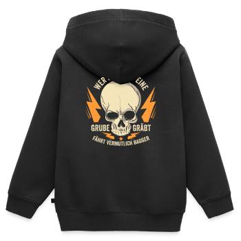 Bauarbeiter Baggerfahrer Tagebau Bauarbeiten - Kinder Premium Organic Zip Hoodie - Schwarz - Hinten - AI Model Kid Male (0cm)