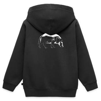 Pinselohrschwein Flussschwein Wildschwein - Kinder Premium Organic Zip Hoodie - Schwarz - Hinten - AI Model Kid Male (0cm)