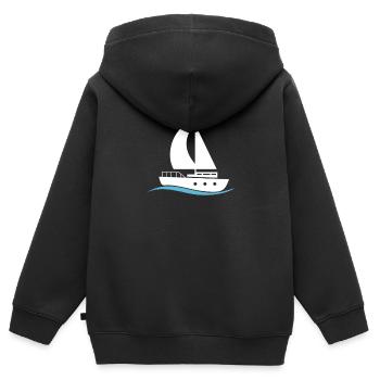 Segeln - Kinder Premium Organic Zip Hoodie - Schwarz - Hinten - AI Model Kid Male (0cm)
