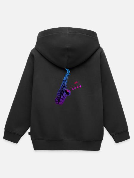 Saxophon - Kinder Premium Organic Zip Hoodie - Schwarz