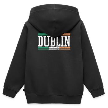 Dublin Irlande - Sweat Premium à capuche zippé enfant bio - noir - Dos - AI Model Kid Male (0cm)
