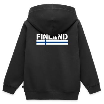 Finlande - Sweat Premium à capuche zippé enfant bio - noir - Dos - AI Model Kid Male (0cm)