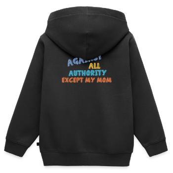 Contre toute autorité - sauf ma mère - Sweat Premium à capuche zippé enfant bio - noir - Dos - AI Model Kid Male (0cm)