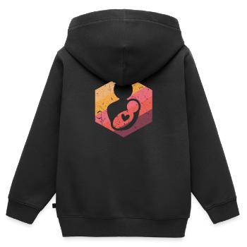 Sage-femme - Sweat Premium à capuche zippé enfant bio - noir - Dos - AI Model Kid Male (0cm)