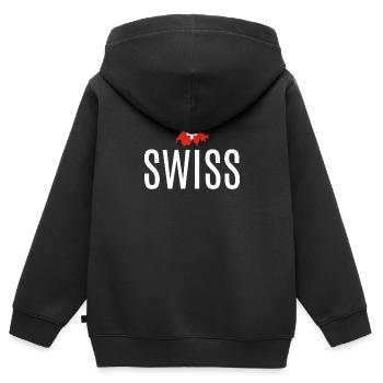 Swiss T-Shirt - Kinder Premium Organic Zip Hoodie - Schwarz - Hinten - AI Model Kid Male (0cm)