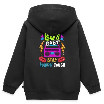 80er Jahre Baby - Kinder Premium Organic Zip Hoodie - Schwarz - Hinten - AI Model Kid Male (0cm)