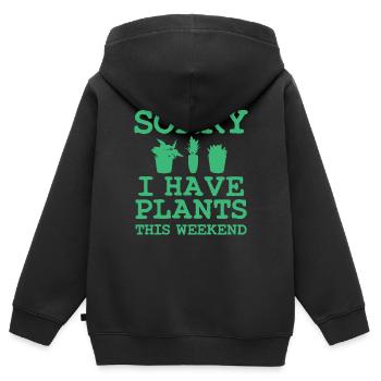 Jardinage Proverbe - Sweat Premium à capuche zippé enfant bio - noir - Dos - AI Model Kid Male (0cm)