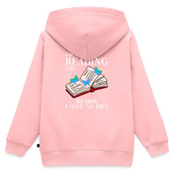 Lesen Leseratte - Kinder Premium Organic Zip Hoodie - Rosa - Hinten - AI Model Kid Female (0cm)