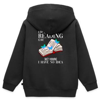 Lesen Leseratte - Kinder Premium Organic Zip Hoodie - Schwarz - Hinten - AI Model Kid Male (0cm)