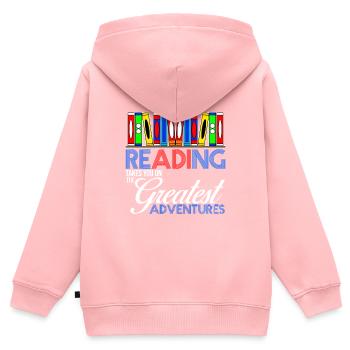 lire - Sweat Premium à capuche zippé enfant bio - rose - Dos - AI Model Kid Female (0cm)