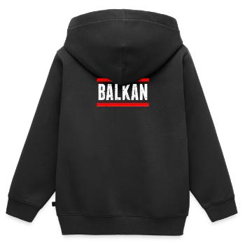 Motif Balkans Jugoslavija Jugo - Sweat Premium à capuche zippé enfant bio - noir - Dos - AI Model Kid Male (0cm)