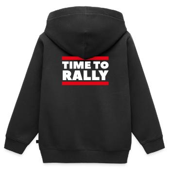 Rallye Zeit - Kinder Premium Organic Zip Hoodie - Schwarz - Hinten - AI Model Kid Male (0cm)