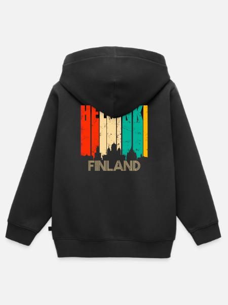 Helsinki - Kinder Premium Organic Zip Hoodie - Schwarz