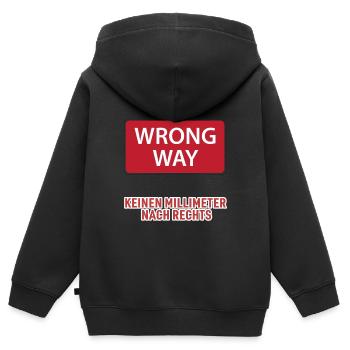 Not a millimeter to the right! Demo shirt - Kids Premium Organic Zip-up Hoodie - black - Back - AI Model Kid Male (0cm)