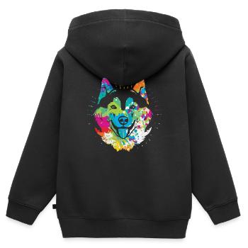 Husky - Kinder Premium Organic Zip Hoodie - Schwarz - Hinten - AI Model Kid Male (0cm)