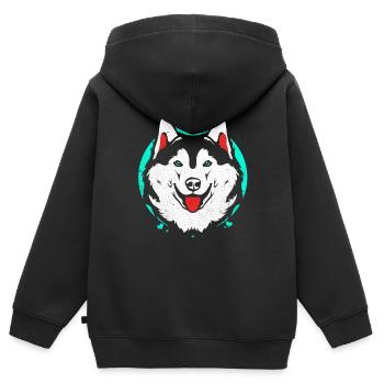 Husky - Kinder Premium Organic Zip Hoodie - Schwarz - Hinten - AI Model Kid Male (0cm)