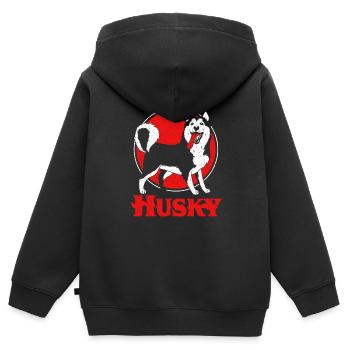 Husky - Kinder Premium Organic Zip Hoodie - Schwarz - Hinten - AI Model Kid Male (0cm)