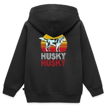 Husky - Kinder Premium Organic Zip Hoodie - Schwarz - Hinten - AI Model Kid Male (0cm)