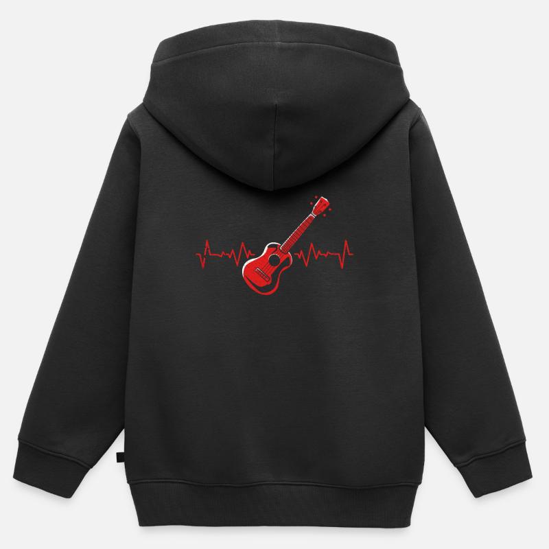 guitare - Sweat Premium à capuche zippé enfant bio - noir