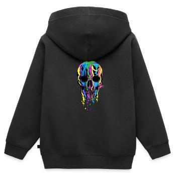 Totenkopf in Regenbogenfarben LGBT Halloween - Kinder Premium Organic Zip Hoodie - Schwarz - Hinten - AI Model Kid Male (0cm)