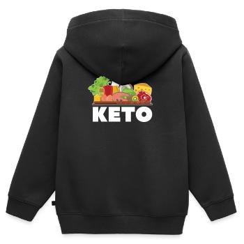 Keto Diät Lebensmittel - Kinder Premium Organic Zip Hoodie - Schwarz - Hinten - AI Model Kid Male (0cm)