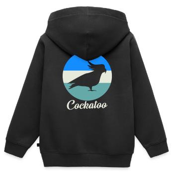 Robe de plumes de plumage oiseau plume perroquet cacatoès - Sweat Premium à capuche zippé enfant bio - noir - Dos - AI Model Kid Male (0cm)