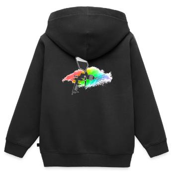 Lackieren - Kinder Premium Organic Zip Hoodie - Schwarz - Hinten - AI Model Kid Male (0cm)
