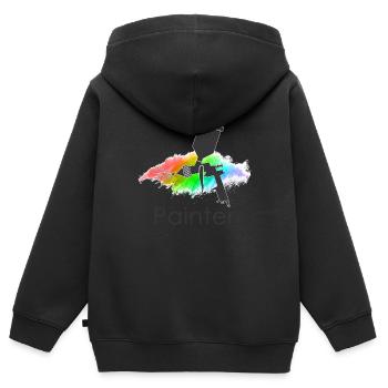 Lackieren - Kinder Premium Organic Zip Hoodie - Schwarz - Hinten - AI Model Kid Male (0cm)