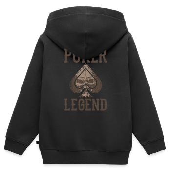 POKER LEGEND Cadeau de joueur de carte de casino - Sweat Premium à capuche zippé enfant bio - noir - Dos - AI Model Kid Male (0cm)