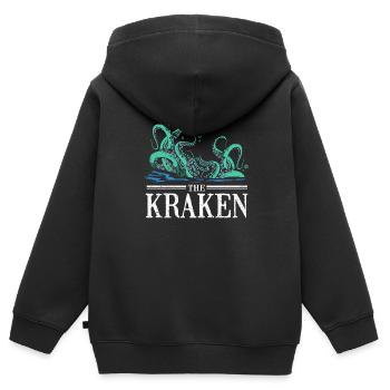 Kraken - Kinder Premium Organic Zip Hoodie - Schwarz - Hinten - AI Model Kid Male (0cm)