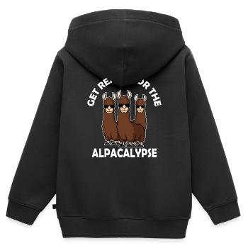 Get Ready For The Alpacalypse - Kinder Premium Organic Zip Hoodie - Schwarz - Hinten - AI Model Kid Male (0cm)