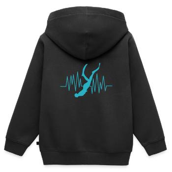 APNOE HEARTHILL freediving snorkeler gift - Kids Premium Organic Zip-up Hoodie - black - Back - AI Model Kid Male (0cm)